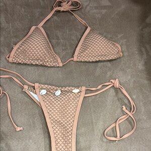 Tan Mesh Bikini Set
